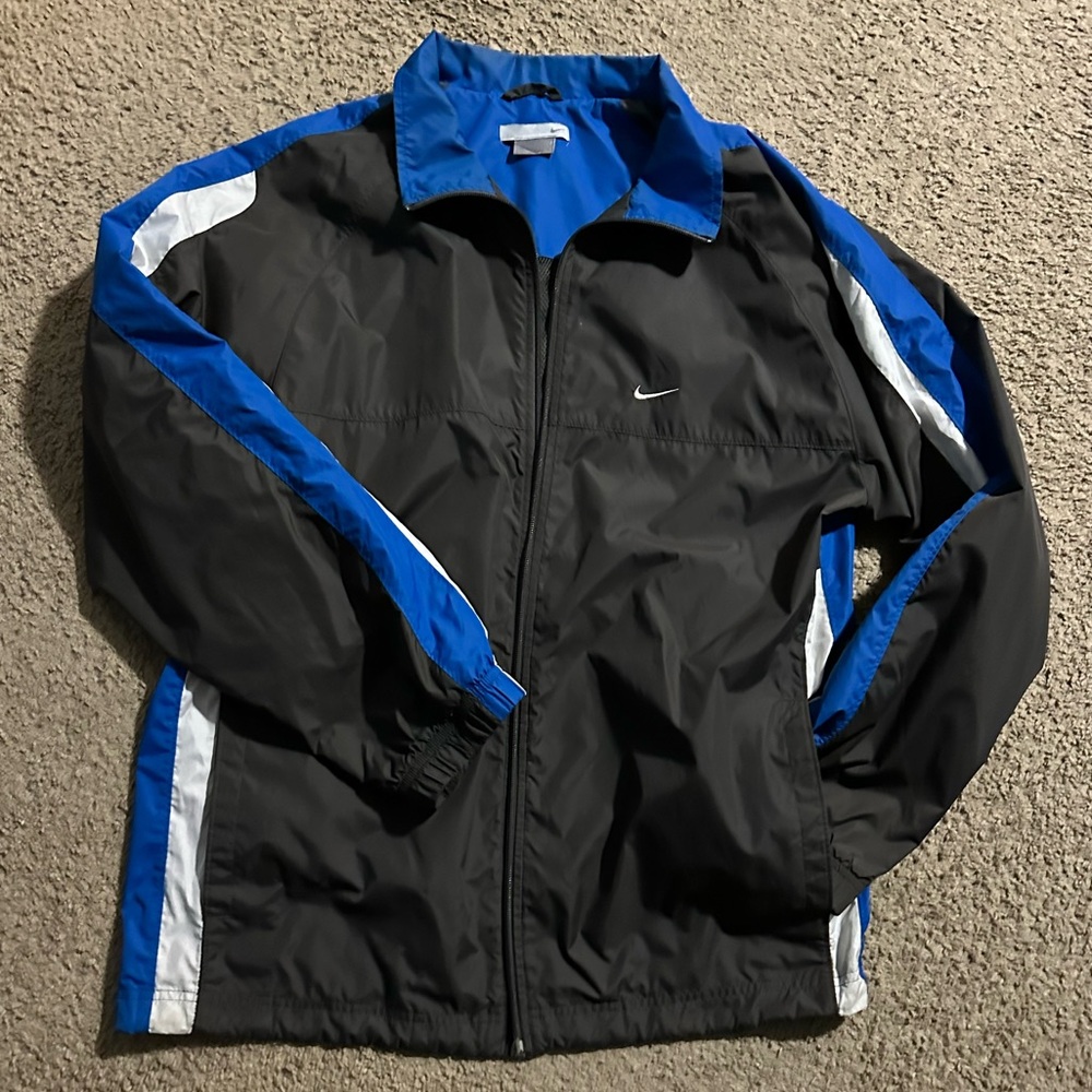 Nike Men's Black and Blue Windbreaker Jacket